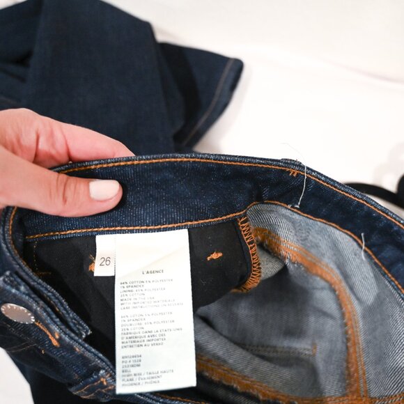 L'Agence Size 26 Bell High Rise Flare Phoenix Jean in Dark Wash - Picture 7 of 7